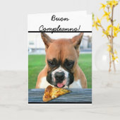 Buon Compleanno boxer chien carte de voeux (Fleur jaune)