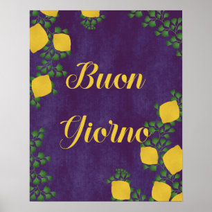 Buon Giorno Lemon Floral – Italiaans geïnspireerde Poster