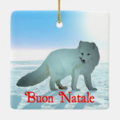 Buon Natale - Arctic Fox Keramisch Ornament (Achterkant)