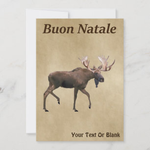 Buon Natale - Bull Moose op oud papier