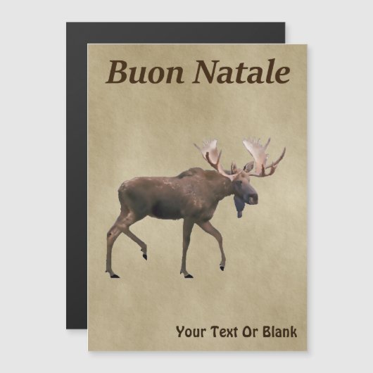 Buon Natale - Bull Moose op oud papier (Voorkant / Achterkant)