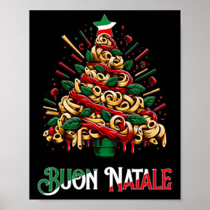 Buon natale italiaanse pasta kerstboom voor Kerstm Poster