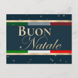 Buon Natale Italiaanse vlag op blauwe kerst Briefkaart