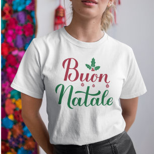 Buon Natale Italy Merry kerst Holly T-shirt