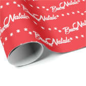 Buon Natale Merry Christmas Rood Wit Cadeaupapier (Rol Hoek)