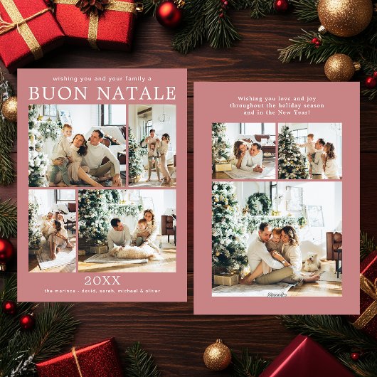 Buon Natale Multi Photo Holiday Kaart