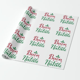 Buon Natale Rode en Groene Kerstmis Cadeaupapier