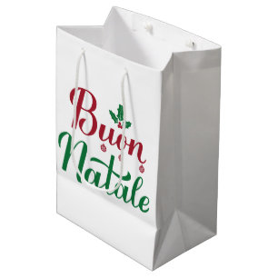 Buon Natale Rode en Groene Kerstmis Medium Cadeauzakje