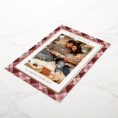 Buon Natale Roze Rood Plaid Tartan Foto Folie Feestdagenkaart (Gedraaid)