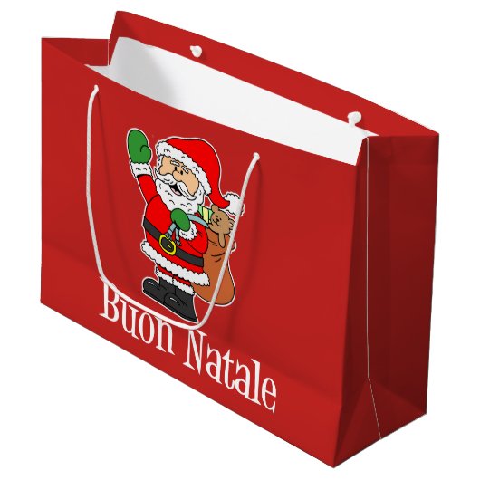 Buon Natale Santa Italiaanse kerst Groot Cadeauzakje (Voorkant Gekanteld)