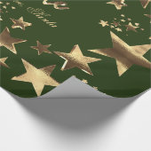 Buon Natale Stars Groen Goud Script Kerstmis Cadeaupapier (Hoek)