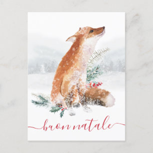 Buon Natale Volpe Rossa Scena di Bosco Invernale Briefkaart