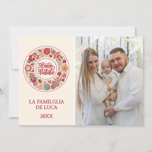 Buon Natale Wreath Feestdagenkaart (Voorkant)