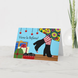 Buona Befana, Kerstmis Driekoningen Heks maakt zic Feestdagen Kaart