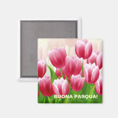 Buona Pasqua. Spring Tulips Easter Gift Magnets Magneet (Voorkant / Achterkant)