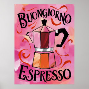 Buongiorno Espresso Italiaanse Moka Koffie Kunst Poster