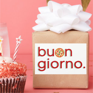 Buongiorno Italiaans Hallo met een Pizza! Rechthoekige Sticker