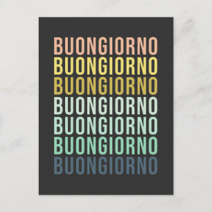 Buongiorno Italiaans Hallo Typografie Cute Colorfu Briefkaart