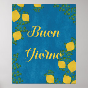 BuonGiorno Italiaans  Typografie Botanisch Poster