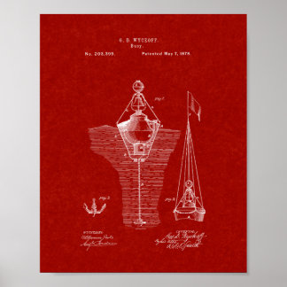 Buoys Patent - Burgundy Red Poster