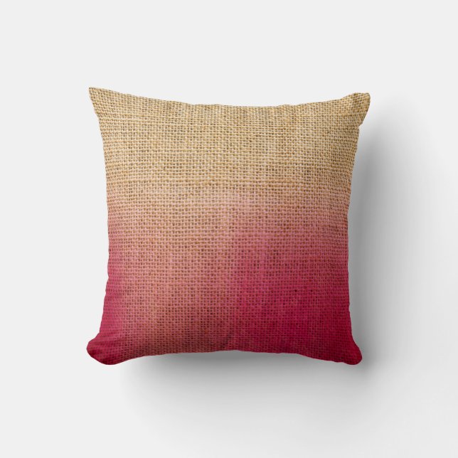 Buralp Rustic Ombre Roze Waterverf Afgekeurd Kussen (Voorkant)