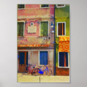 Burano Italy Street Scene Venice Poster Print (Voorkant)