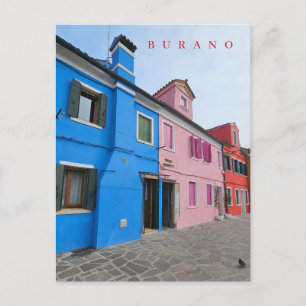 Burano pastelkleurige huizen uitzicht ansichtkaart briefkaart
