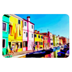 Burano, schilderij van de waterverf van Venetië Magneet