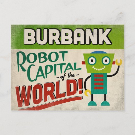 Burbank California Robot - Funny Briefkaart (Voorkant)