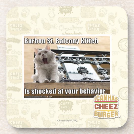 Burbon St. Balcony Kitteh Bier Onderzetter (Voorkant)