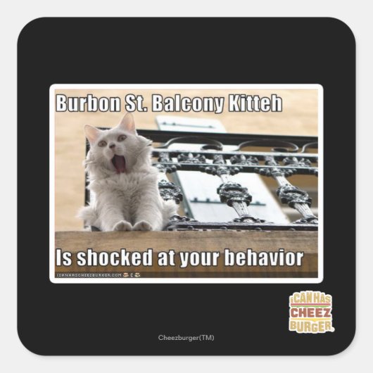 Burbon St. Balcony Kitteh Vierkante Sticker (Voorkant)