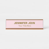 Bureau à rougeur doré moderne Nom Plaque (Devant)