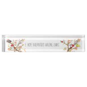 Bureau acrylique Nom Plaque Whimsy Birds