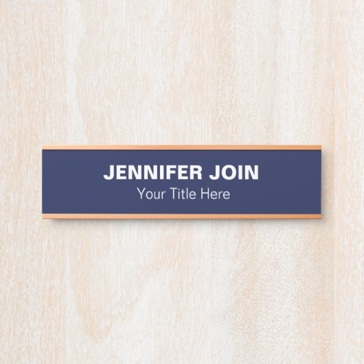 Bureau bleu moderme Marine moderne Nom Plaque (Devant)