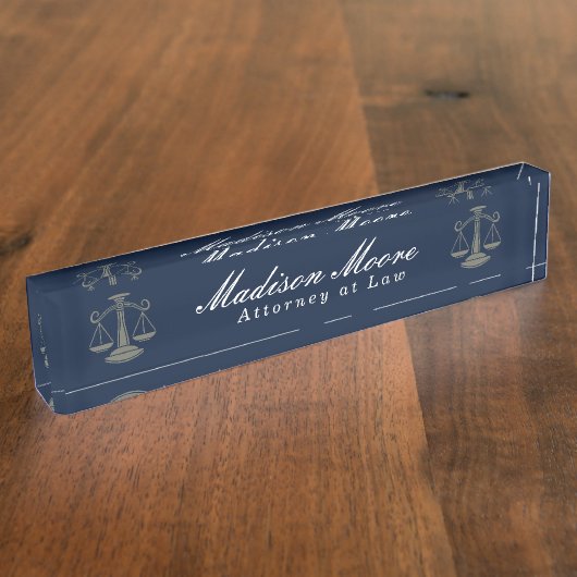 Bureau d'avocats bleu de la Marine Nom Plaque (Taille)