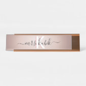 Bureau de l'enseignant rose Gold Foil Nom Plaque (Devant)