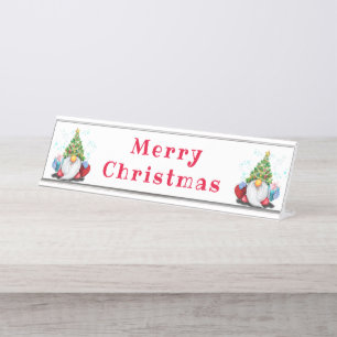 Bureau de Noël Gnome mignonne Nom Plaque