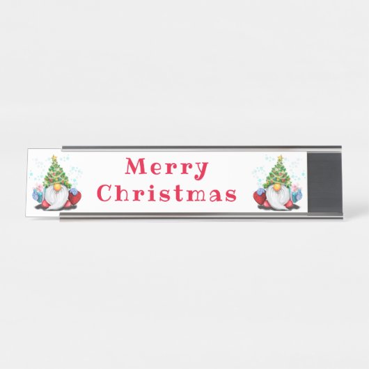 Bureau de Noël Gnome mignonne Nom Plaque (Devant)