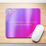Bureau de Parties scintillant Purple Pink Ombre<br><div class="desc">Parties scintillant rose violet Faux Parties scintillant étincelante Métallic Foil Minimaliste Business Mousepad (Mouse Pad) avec typographie en lettres blanches pour le monogramme. Le design Rose Gold Girly Business peut être customisé avec votre nom. Veuillez contacter le concepteur pour customiser les articles correspondants.</div>