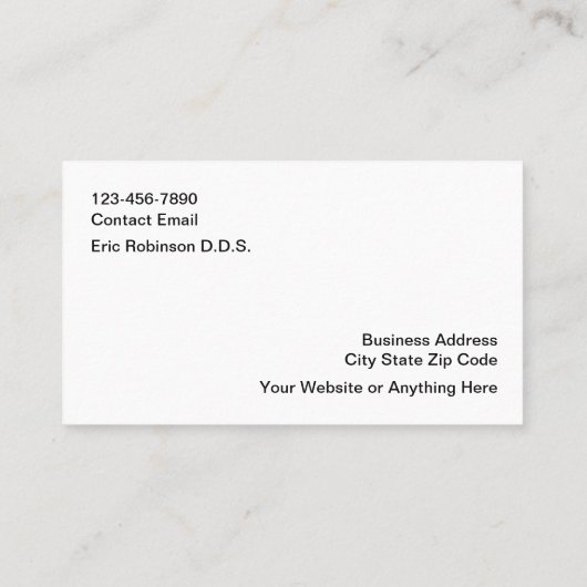 Bureau dentaire Moderne Carte de visite unique (Dos)