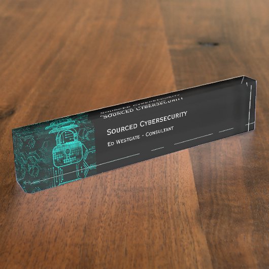 Bureau du consultant en cybersécurité Nom Plaque (Taille)