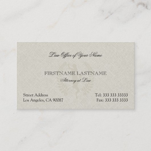Bureau du procureur Carte de visite de lin beige (Devant)