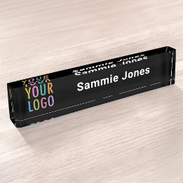 Bureau en acrylique noir Nom Plaque Business Logo 