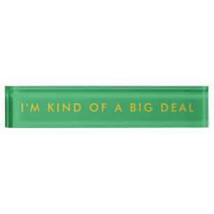 Bureau moderne Gras Vert Jaune Lumineux Nom Plaque