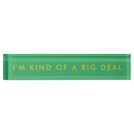 Bureau moderne Gras Vert Jaune Lumineux Nom Plaque (Devant)