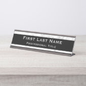 Bureau moderne Nom Plaque Marbre Gris & Blanc (Devant)