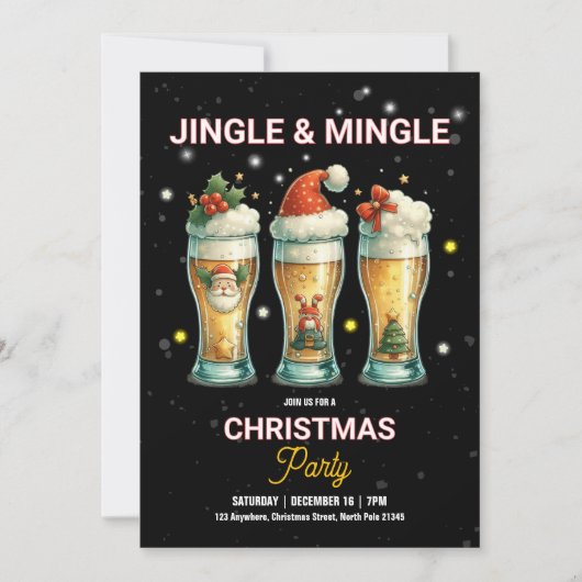 Bureau Noël Cocktail Boissons Invitation (Devant)