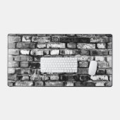 Bureau Patiné en briques noir et blanc Plaque de m (Clavier et souris)