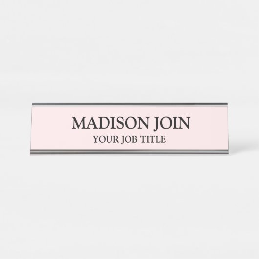 Bureau rose Chambray moderne Nom Plaque (Devant)