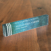 Bureau Turquoise moderne élégant Plaque de nom (Taille)